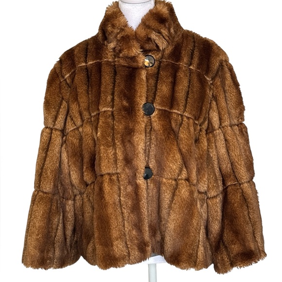 INC International Concepts Jackets & Blazers - INC International Concepts Brown Faux Fur Coat